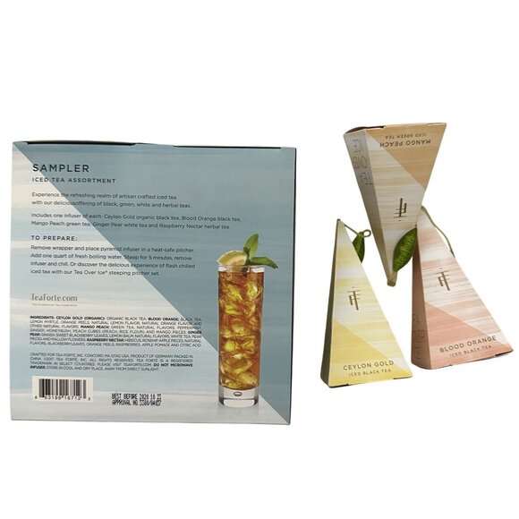 Tea Forte Tea Over Ice Blends Set/8 Iced Tea Infusers Assorted Black Green White - Picture 3 of 3